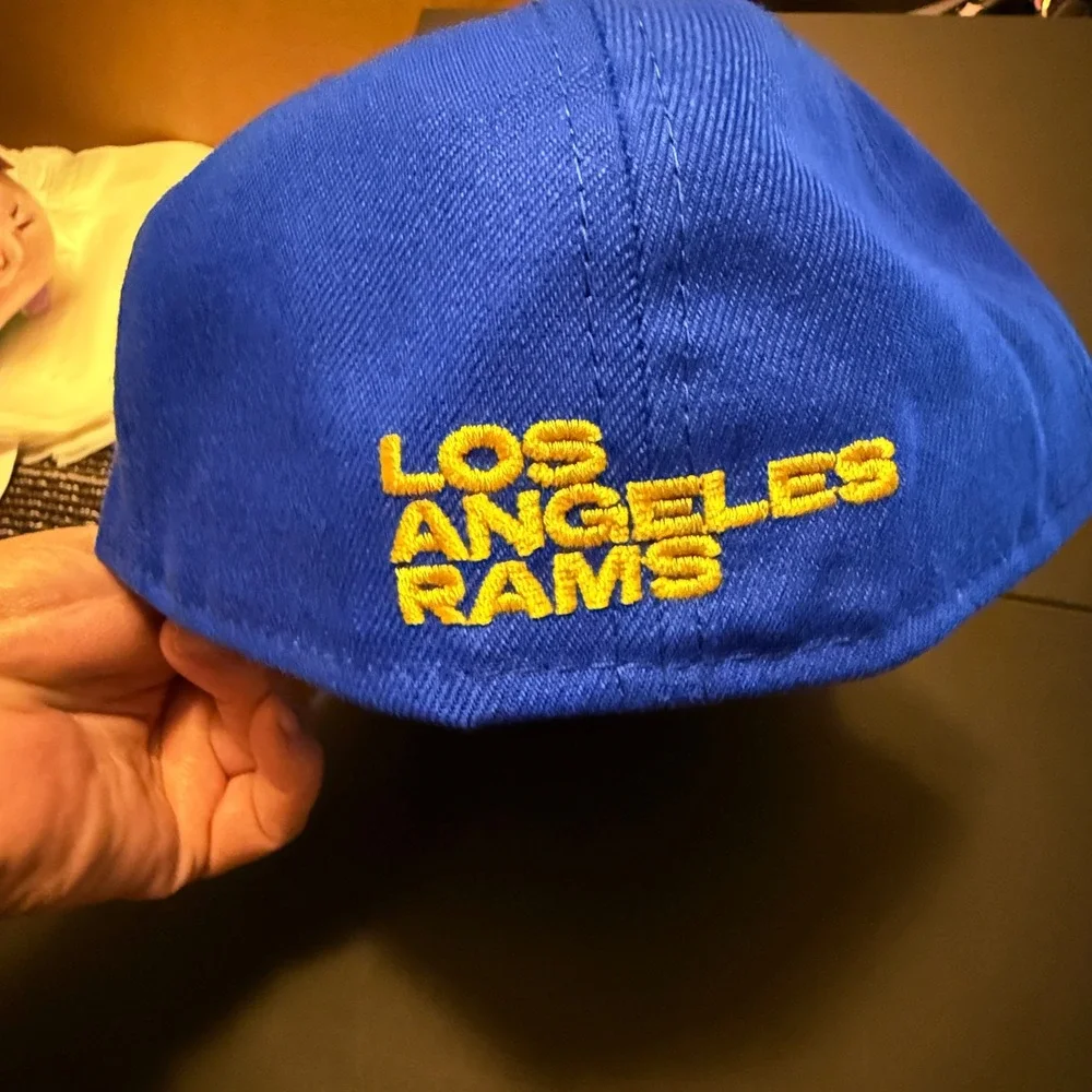 New Era Los Angeles Rams 59FIFTY Hat Mens 7 5/8 Blue NEW Low Profile NFL Cap